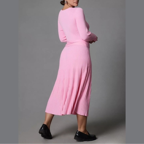 Anthropologie Long Sleeve Ribbed Sweater Midi Dress - Bubblegum Pink – Size XL - Picture 3 of 13